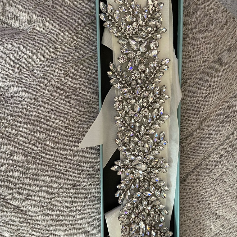 Crystal belt with satin sash